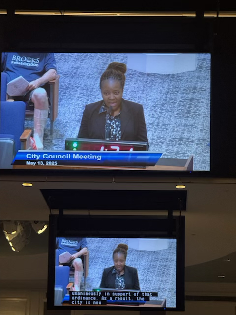 NEFAR member Angela Wakefield-Manning addresses the Jacksonville City Council on Tuesday, May 13, 2025.