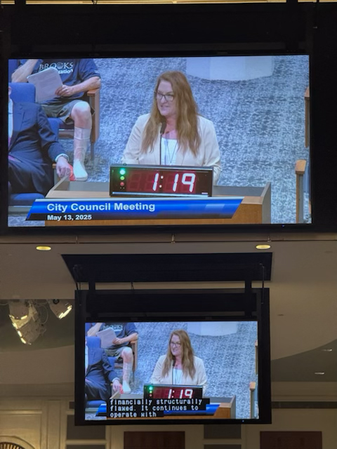 2025 NEFAR President-Elect Kim Knapp addresses the Jacksonville City Council on Tuesday, May 13, 2025.