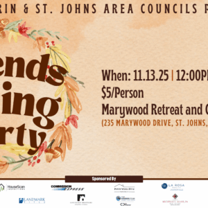 Join NEFAR’s Friendsgiving Lunch on Nov. 13, 2025, at Marywood Retreat Center. Enjoy a Thanksgiving-themed meal, prizes, and fellowship while supporting the Mandarin Food Bank.