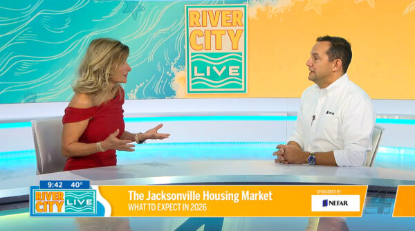 NEFAR president Mario Gonzalez speaking with the host on the set of River City Live.