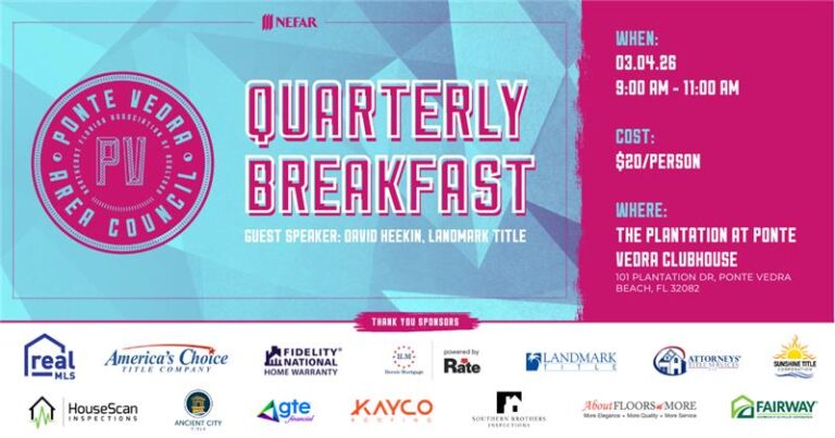 Join the Ponte Vedra Area Council for the First Quarterly Breakfast of 2026!