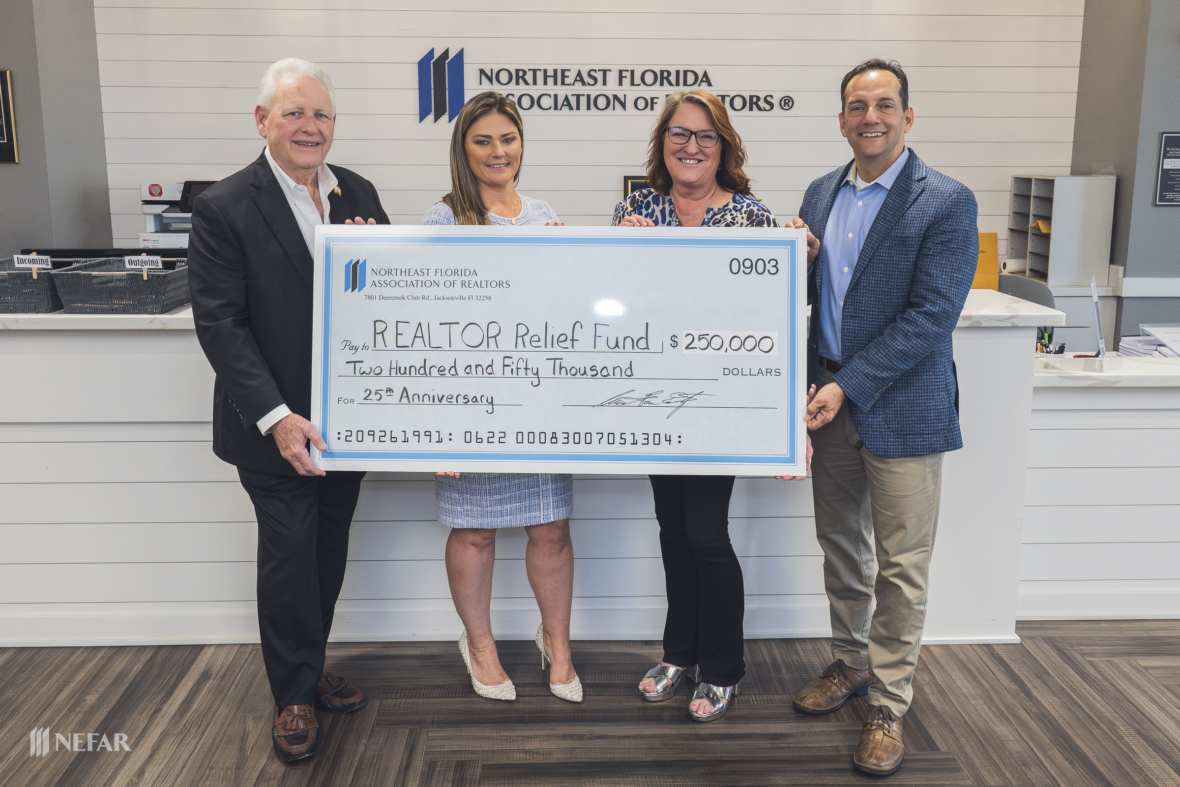 NEFAR Charitable REALTORS Relief Foundation Check