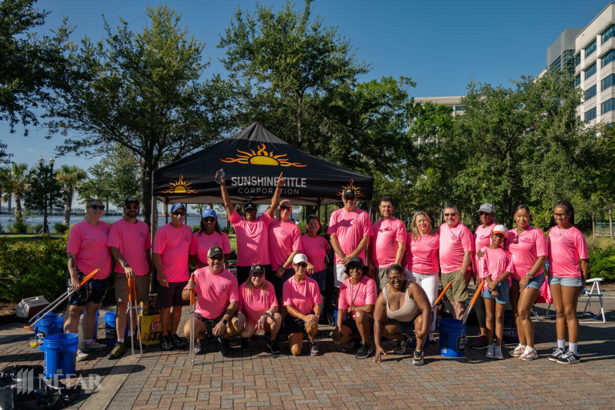 NEFAR members posed for a photo at the Riverside clean up site