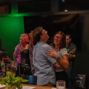 members dancing while the band plays