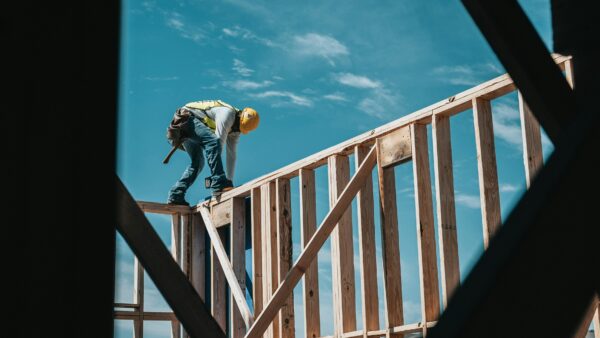 Man building a home