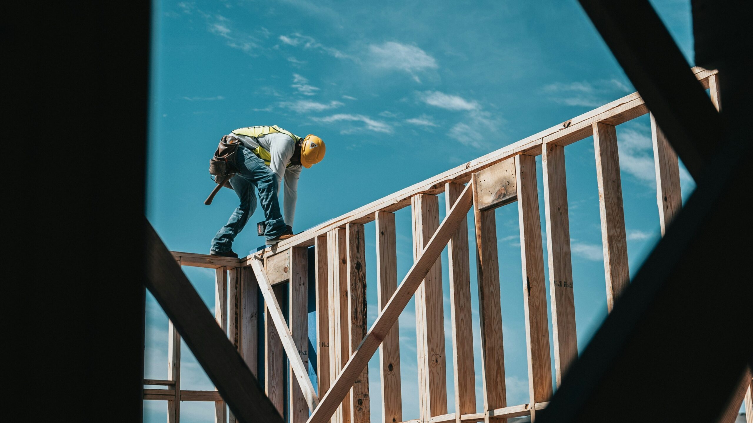 Man building a home