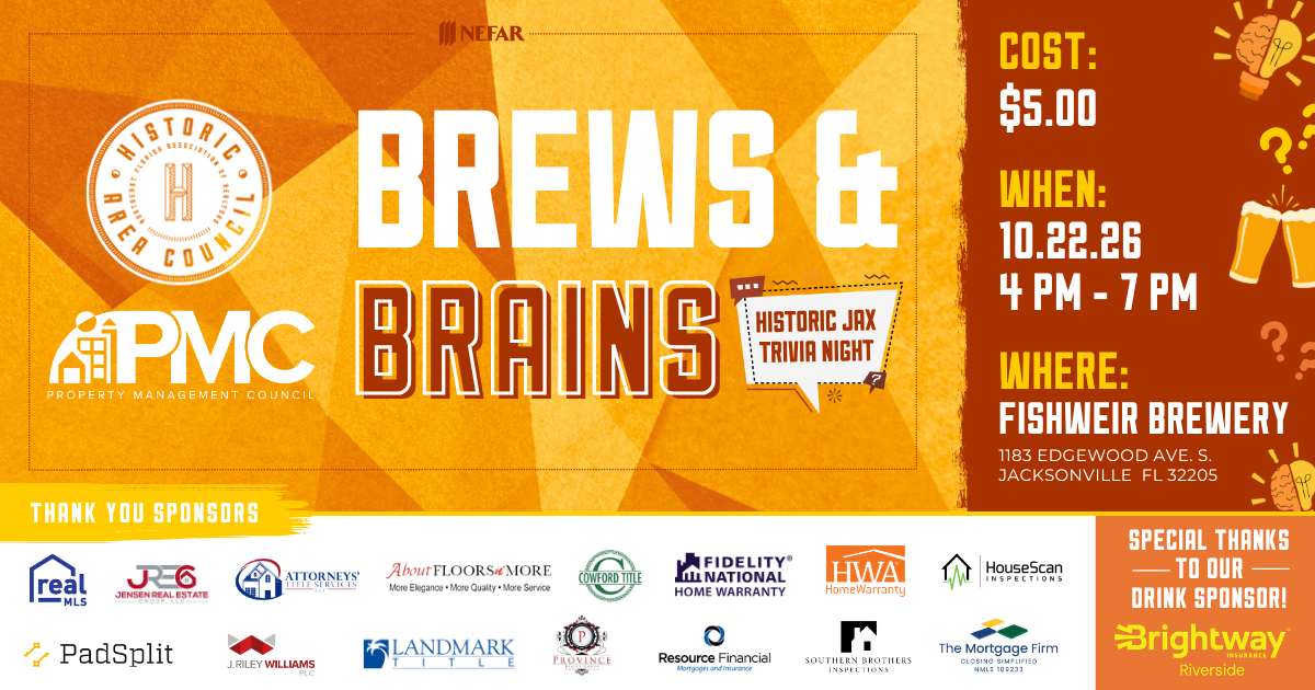 Historic Area Council and Property Management Council / Brews & Brains: Historic Jax Trivia Night / 2026-10-22
